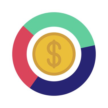 Money Pie Chart beyaz arka planda izole edildi. Mali ve iş konsepti.