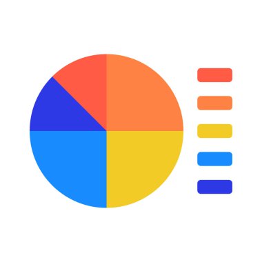 Pie Chart Key beyaz arkaplanda izole edildi. Mali ve iş konsepti.