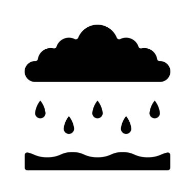 Okyanus simgesi vektör çizimine yağmur yağıyor