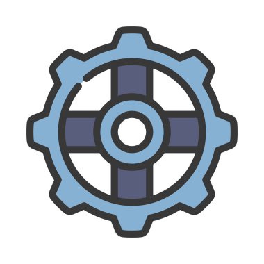 Beyaz arkaplanda Cog vektör simgesi  