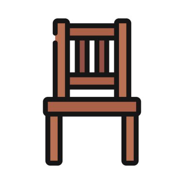 Tahta sandalye simgesi, vektör illüstrasyonu