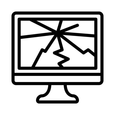 Çatlak Bilgisayar Ekran simgesi, vektör illüstrasyonu 