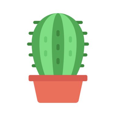 Yuvarlak kaktüs düz ikonu, vektör illüstrasyonu