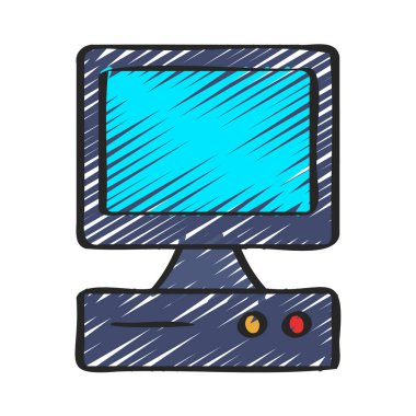 PC bilgisayar simgesi, vektör illüstrasyonu 