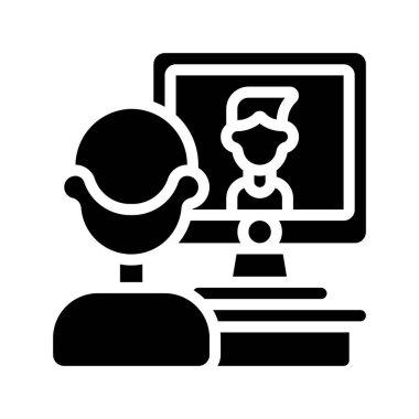 Video Konferansı simgesi basit düz illüstrasyon