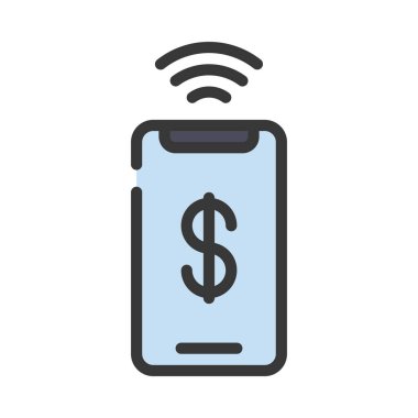 Kablosuz Mobil Aktarım simgesi basit düz resimleme