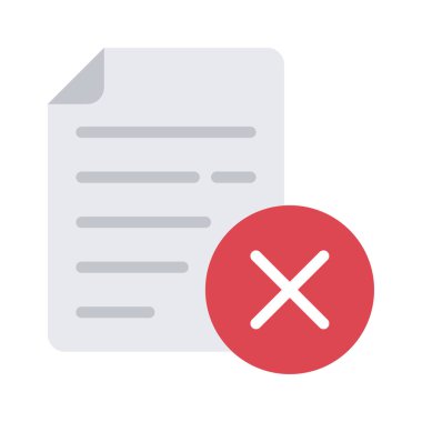 Reddedilmiş Belge Çapraz simgesi, vektör illüstrasyonu 