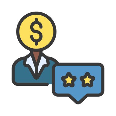 Yıldızlı müşteri gözden geçirme simgesi, vektör illüstrasyonu basit tasarım