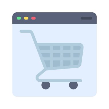 Alışveriş arabası web simgesi vektör illüstrasyonu