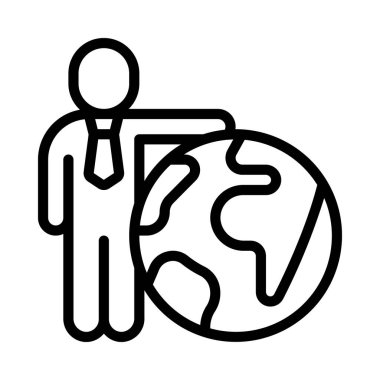 Dünya çapında İş İnsanı web simgesi vektör illüstrasyonuName