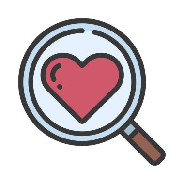 arama aşk simgesi, vektör illüstrasyonu  