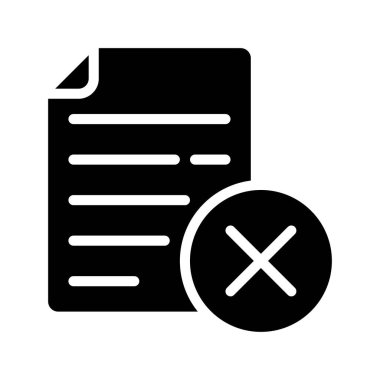 Reddedilmiş Belge Çapraz simgesi, vektör illüstrasyonu 