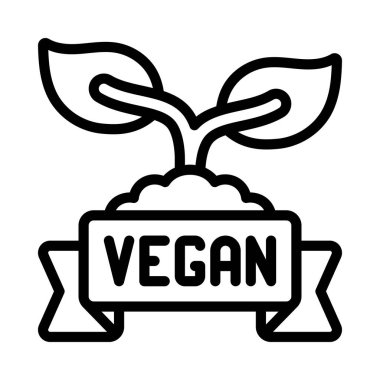 Vegan Ödülü Kurdele ikonu vektör illüstrasyonu 