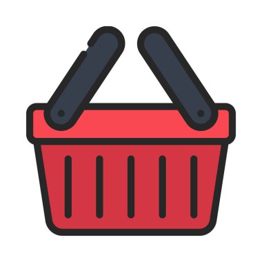 Alışveriş sepeti simgesi, vektör illüstrasyonu