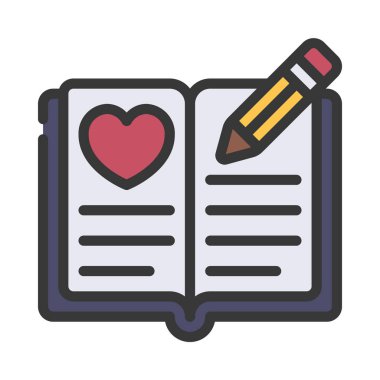 Düğün kitabı simgesi, vektör illüstrasyonunu imzala