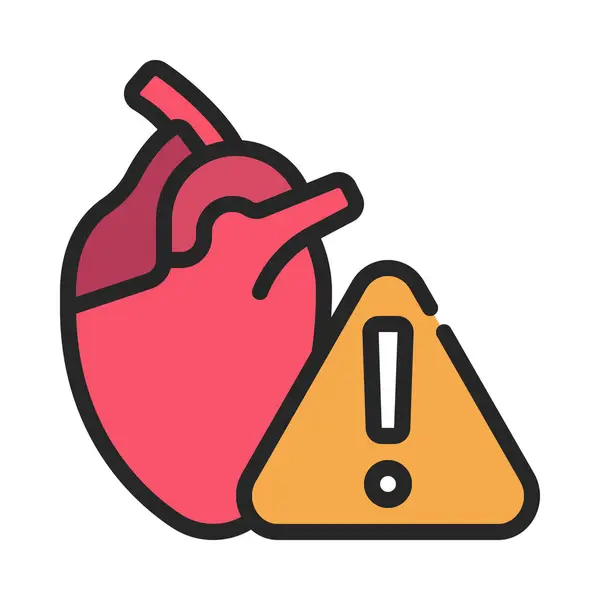 Uyarı Işareti Ile Izole Edilmiş Bir Kalp Karikatürü — Stok Vektör