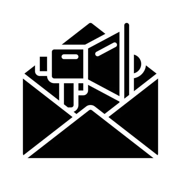 Postmarknadsföring Med Högtalare Isolerad Ikon Vit Bakgrund — Stock vektor