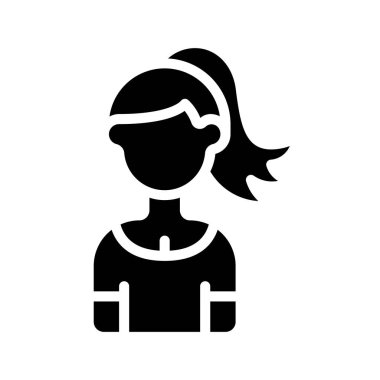 Sharp Pony Tail Woman web simgesi düz tasarım, vektör illüstrasyonu