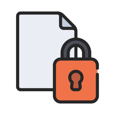 Kilitli Belge simgesi, vektör illüstrasyonu 