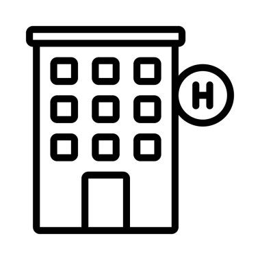 Otel binası ikon vektör illüstrasyonu