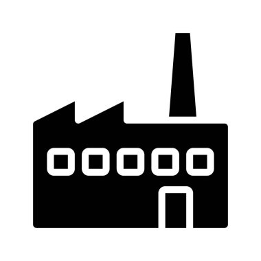Fabrika ikonu. Fabrika Binası ikon vektör çizimi   