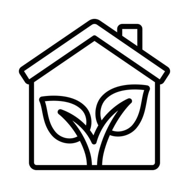 Bitki Ağı simgesi olan Ev düz tasarım, vektör illüstrasyonu