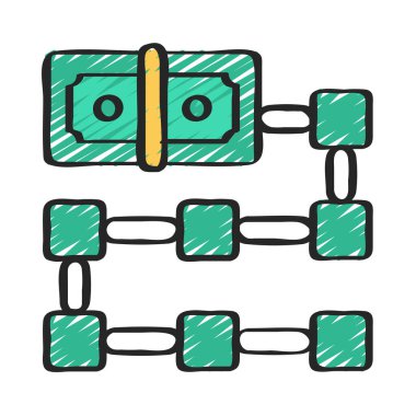 Finans Blockchain ikon vektör illüstrasyonu 
