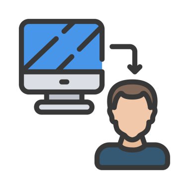 Bilgisayar Çalışma simgesi, vektör illüstrasyonu 