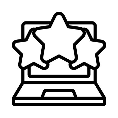 Dizüstü bilgisayar simgesi, vektör illüstrasyonunu gözden geçirir 