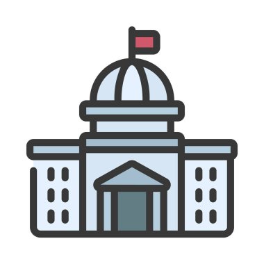 Hükümet binası simgesi düz stil