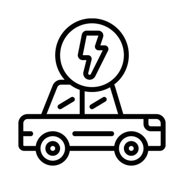 Beyaz arkaplanda elektrikli araba simgesi