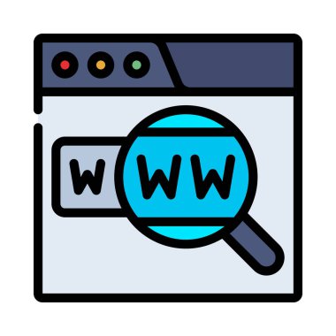 Web sayfası arama simgesi, vektör illüstrasyonu basit tasarım