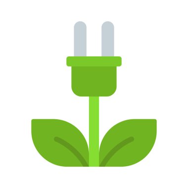 Eko enerji vektör simgesi. Fiş Tesisi 
