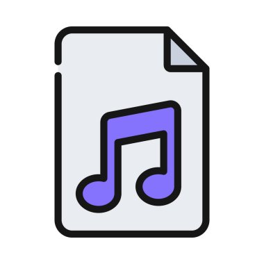müzik dosyası simgesi, vektör illüstrasyonu