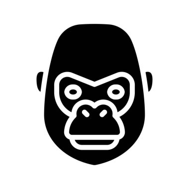 Goril vektörü ince çizgi simgesi
