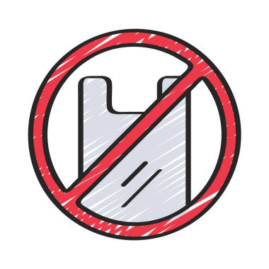 Plastik Torba simgesi yok, vektör illüstrasyonu basit tasarım