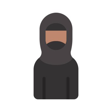 Doğu Kadın web simgesi düz tasarım, vektör illüstrasyonu