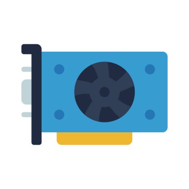 Bilgisayar GPU simgesi, vektör illüstrasyonu 