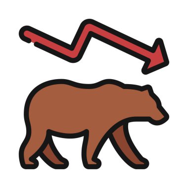 Bear Market Web simgesi vektör illüstrasyonu 