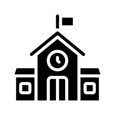 okul binası ikon vektör illüstrasyonu            