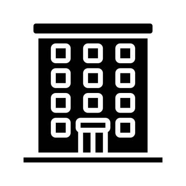 Ofis binası ikonu. Web için vektör simgesi oluşturma taslağı