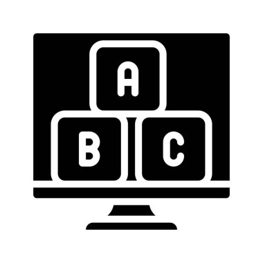 Bilgisayar simgesi üzerindeki bloklar, vektör illüstrasyonu 