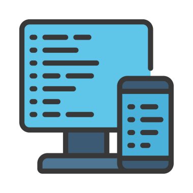 Web simgesi düz vektör tasarımı kodlanıyor                              