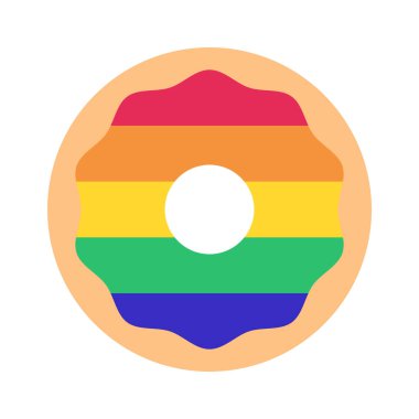 Gökkuşağı Donut web simgesi tasarımı, vektör illüstrasyonu     