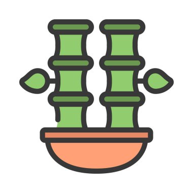 Saklı Bambu web simgesi tasarımı, vektör illüstrasyonu     