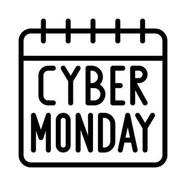 Siber Pazartesi takvim tarihi simgesi, vektör illüstrasyonu 