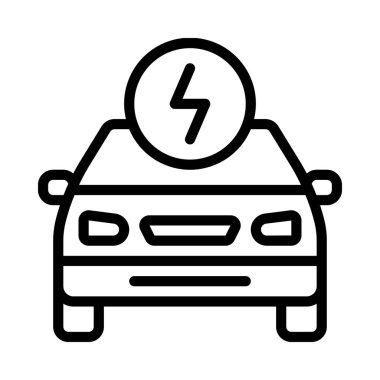 Beyaz arkaplanda elektrikli araba simgesi