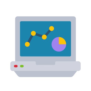 Laptop Veri Kontrol Paneli simgesi, vektör illüstrasyonu 