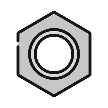 Çelik Hex Nut web simgesi tasarımı, vektör illüstrasyonu     
