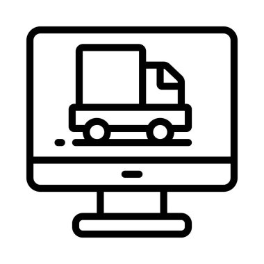 dağıtım kamyonu ikonu vektör çizimi